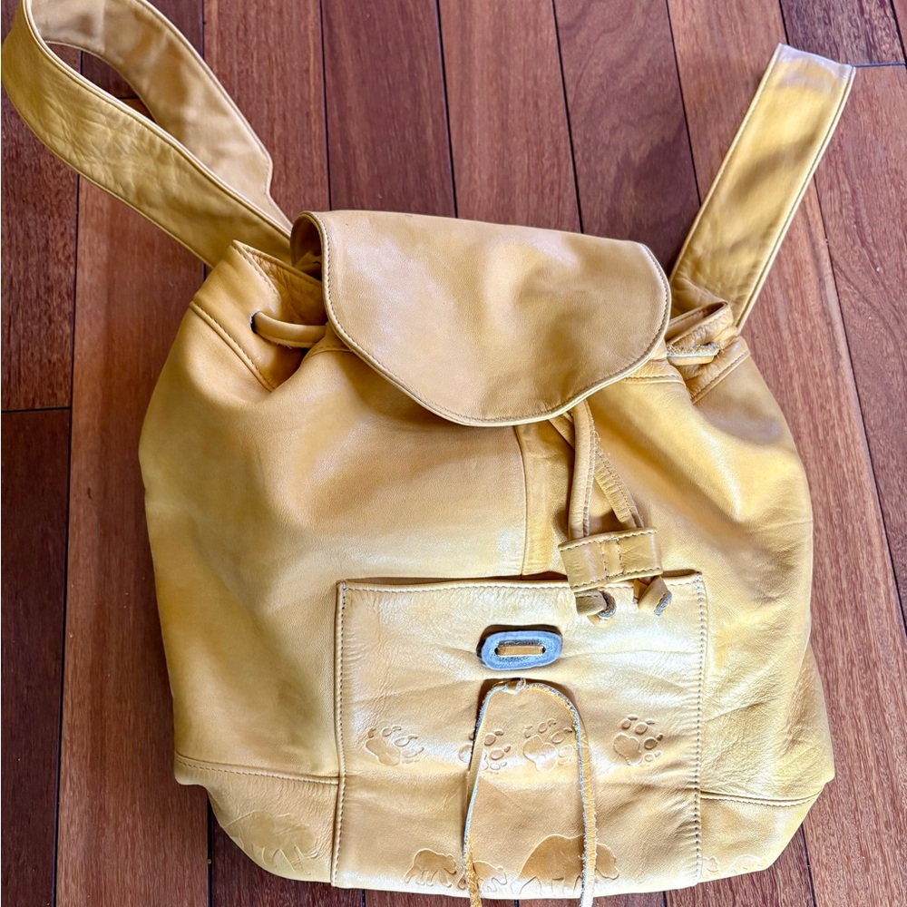 Yellow Leather Backpack